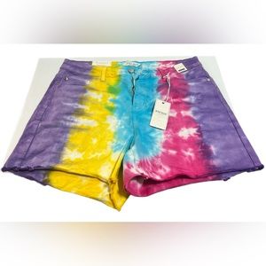 Judy Blue rainbow dyed denim shorts. 1X